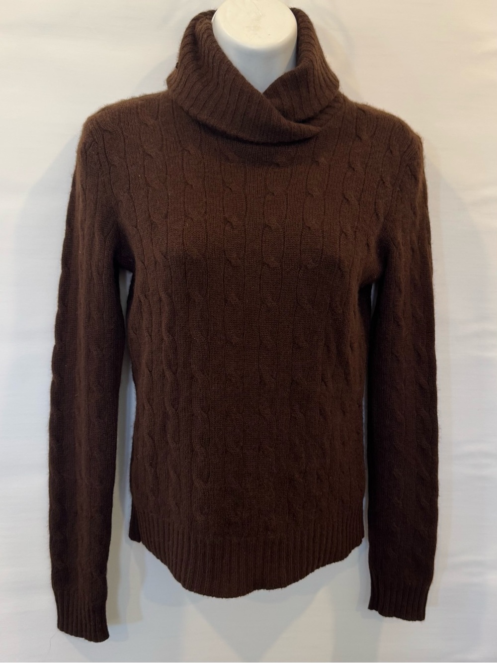 Ralph Lauren 100% Cashmere Chocolate Brown Cable Knit Vintage Sweater Hong Kong